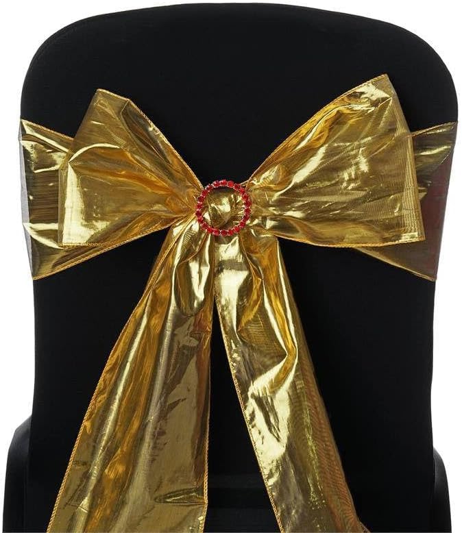 Efavormart – Paquete de 5 bandas para silla de tela coja dorada de lámina metálica brillante  6 x 108 pulgadas
