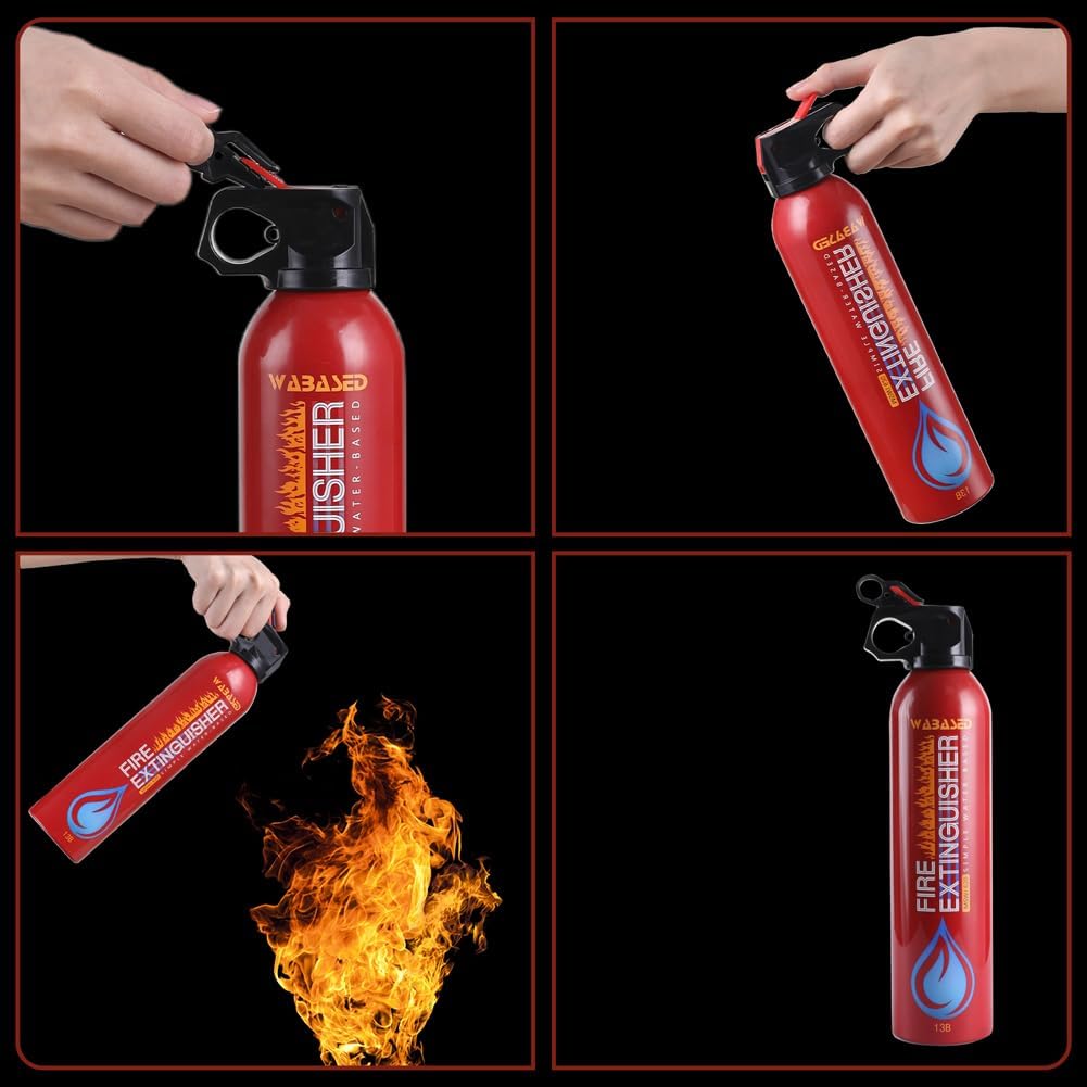 Extintor de incendios portátil  21.0 fl oz con correa de soporte, extintor de incendios para el hogar, cocina, coche, garaje, barco (2)