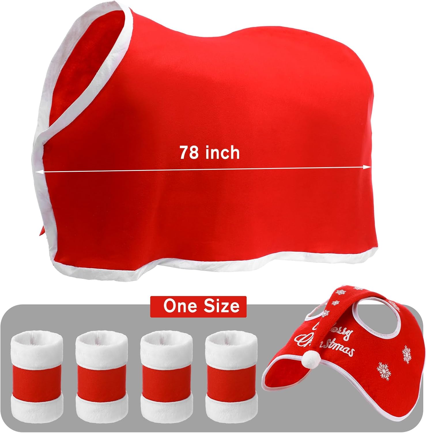 Cunno Paquete de 6 disfraces de Navidad de caballo que incluye funda halter de caballo con ribete de forro polar con 4 piezas de envolturas para