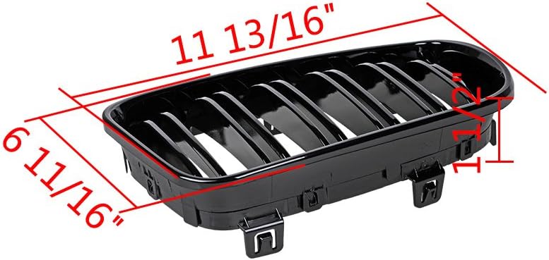 Astra Depot Parrilla de riñón de parachoques delantero negro brillante compatible con BMW Serie 1 E81 E82 E87 E88 2007-2011