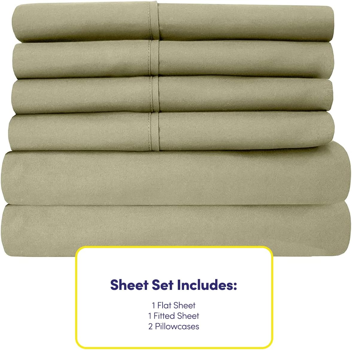 Juego de sábanas de 4 piezas de 1,500 hilos de microfibra de cepillado fino con bolsillo profundo – 1 funda de almohada extra, paquete económico,