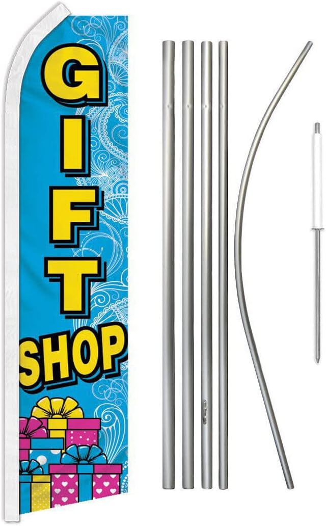 Premium Gift Shop Swooper Flag & 16ft Flagpole KitGround