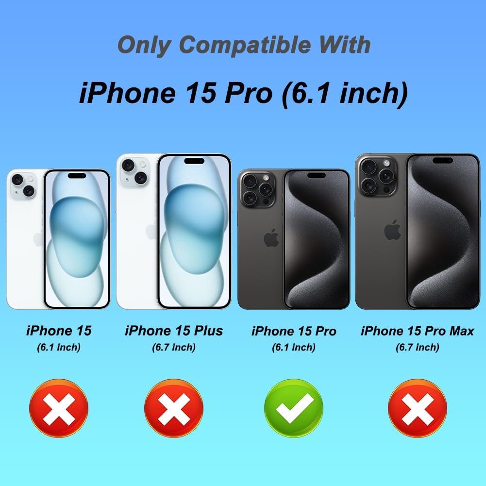 BITOBE Diseñada para iPhone 15 Pro, funda cuadrada linda para mujeres, niñas y hombres, funda protectora suave de TPU inalámbrico de 6.1 pulgadas,