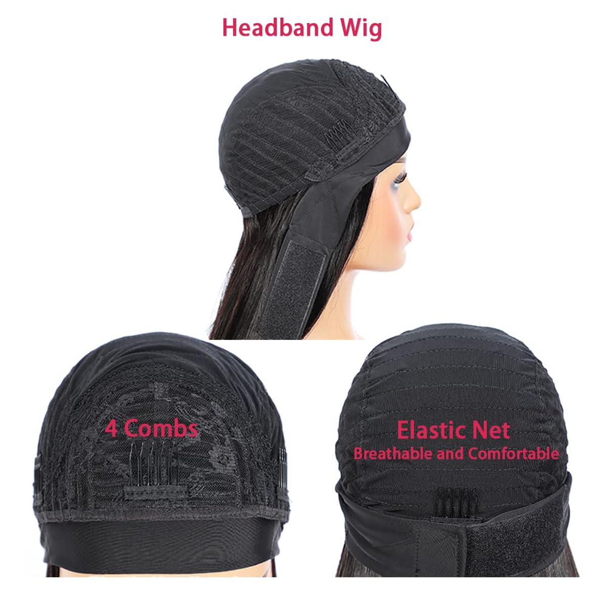 GzorOuzr 1B99J – Pelucas de cabello humano ondulado rizado con diadema, pelucas de cabello Remy brasileño degradado para mujeres, densidad del 130%,