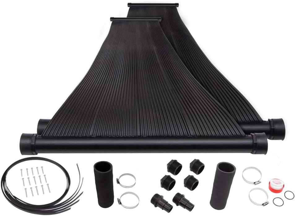 SunQuest Paneles solares para calentador de piscina, 2 colectores (2 pies x 10 pies) con techoestante y kit de complemento, calentador de agua solar