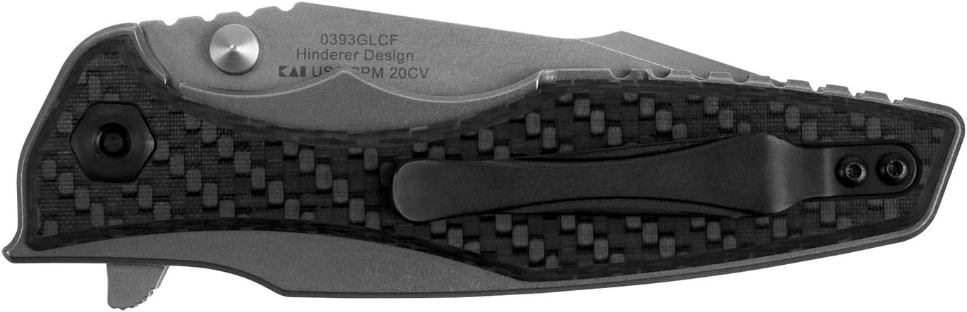 Zero Tolerance Hinderer CF – Navaja de bolsillo, hoja de 3.5 pulgadas de acero inoxidable 20CV mango de titanio con revestimiento de fibra de