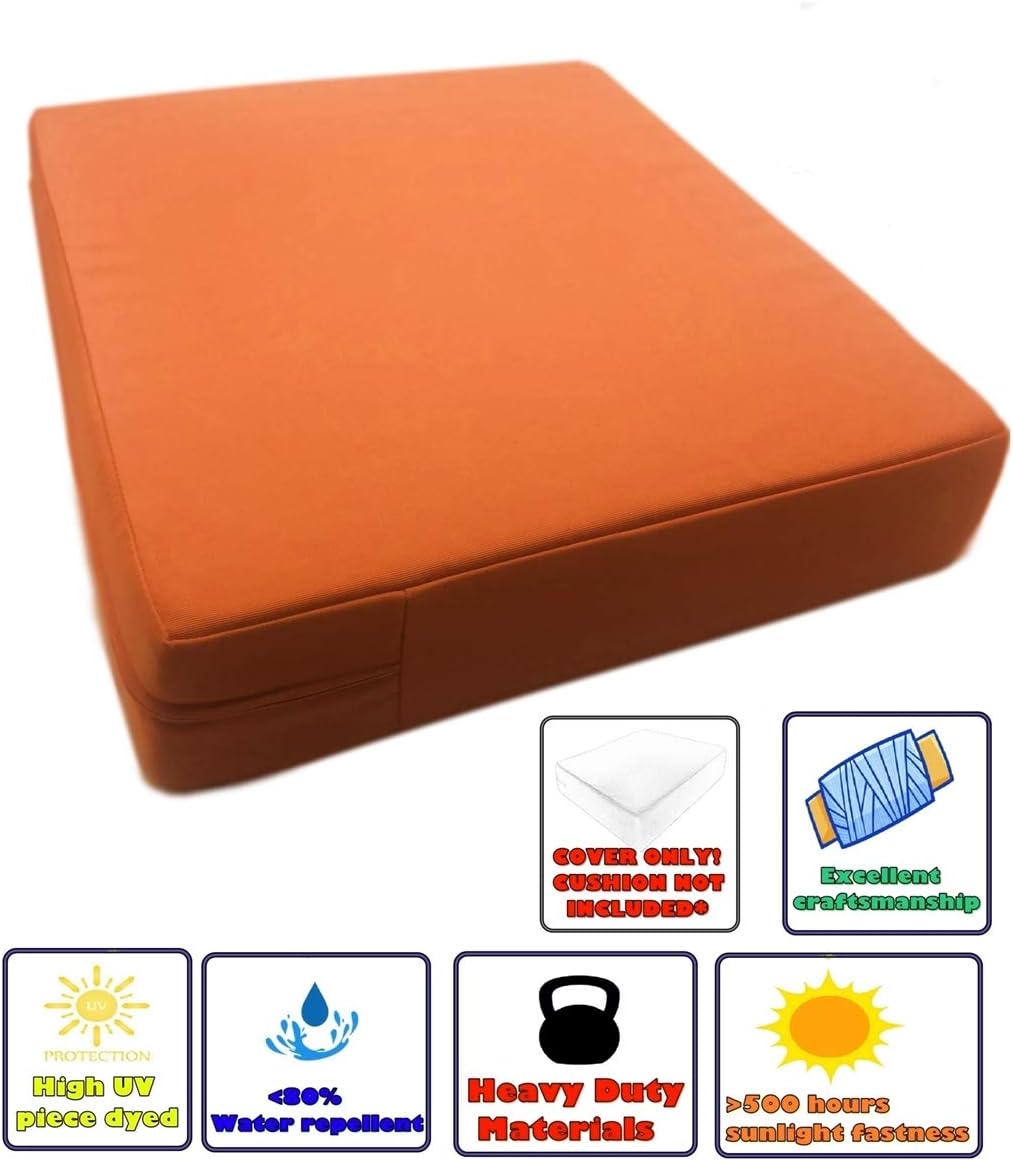 Sunkissed – Fundas de cojín para silla de patio, repelente al agua, para exteriores, color naranja (25 x 25 x 5 pulgadas (4 fundas))