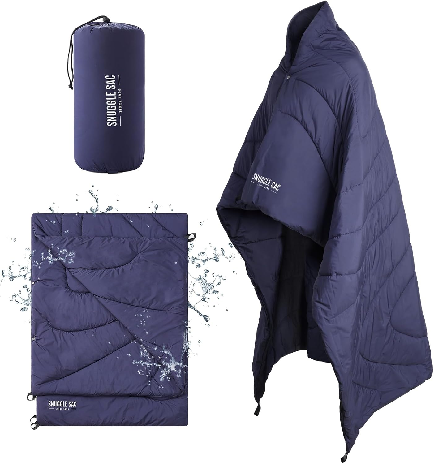 Snuggle Sac Manta de campamento para exteriores, plegable, impermeable, cálida, para senderismo, estadio, ligera, compacta, para viajes, playa,