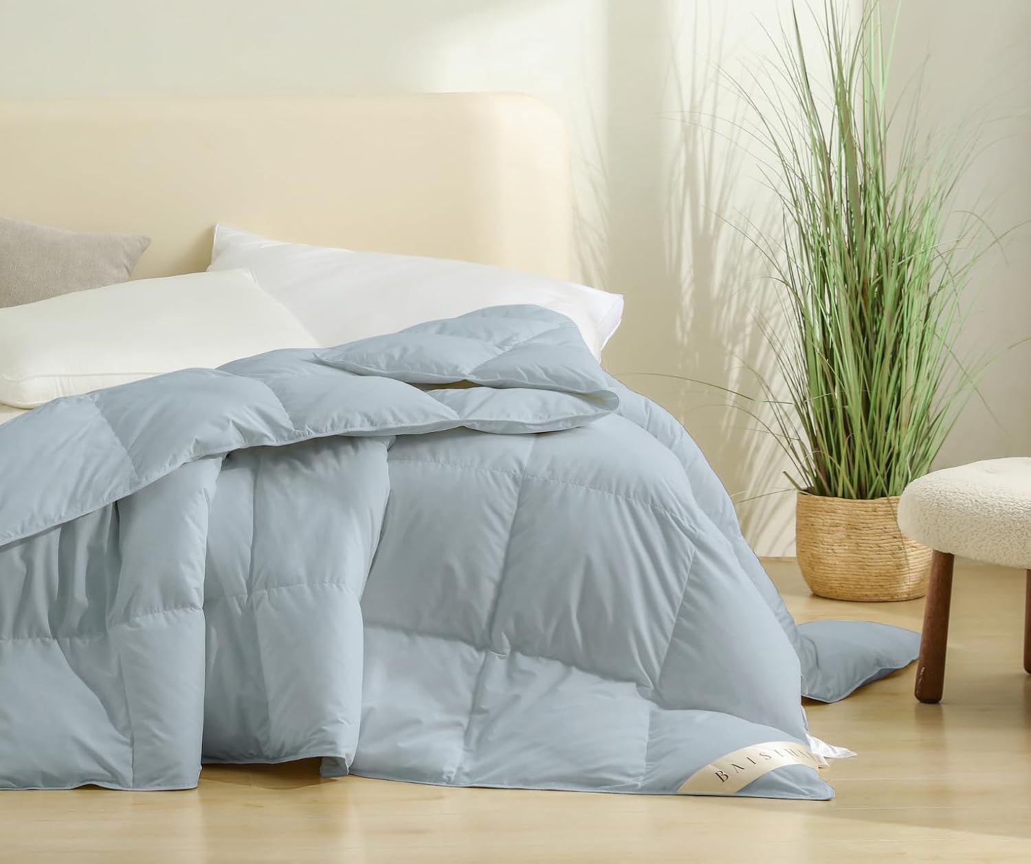 Edredón de plumón Queen con relleno de plumón de ganso 650, funda de algodón ultrasuave OverCloud, edredón de plumón blanco para todas las