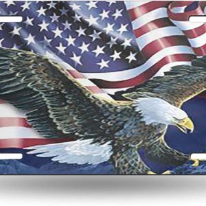 Cubierta de placa de matrícula con bandera de Estados Unidos voladora de águila en la montaña, placas de metal de aluminio fresco, placa de metal Cubierta de placa de matrícula con bandera de Estados Unidos voladora de águila en la montaña, placas de metal de aluminio fresco, placa de metal