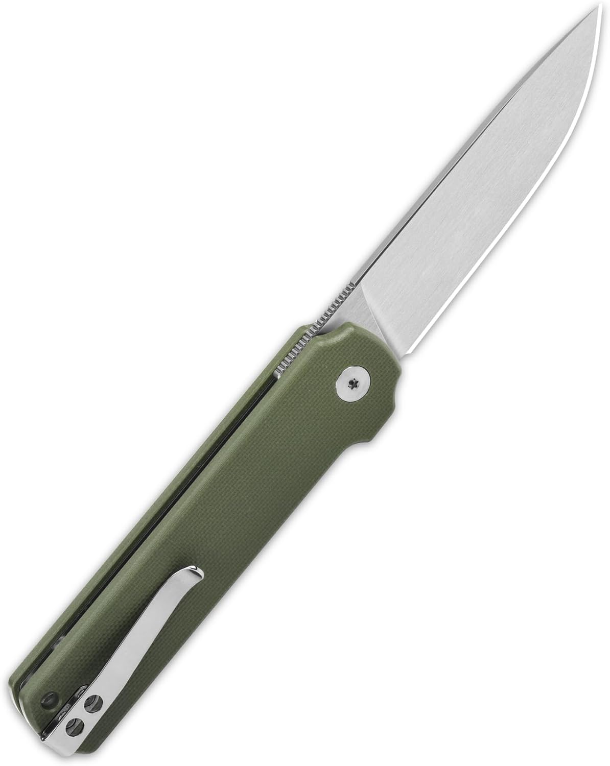 QSP Cuchillo plegable de bolsillo modelo LARK, hoja 14C28N con asas G10 y fibra de carbono, volantes delanterostraseros, peso ligero para EDC (verde