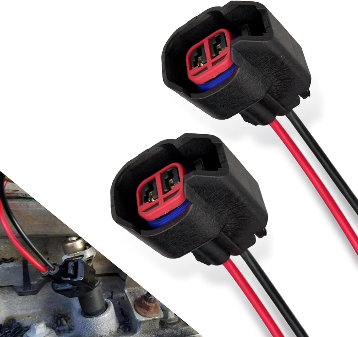 Miytsya 2 conectores de inyector de combustible para automóvil, EV6 EV14 conector de repuesto de enchufe de arnés de motor, enchufe de cable de