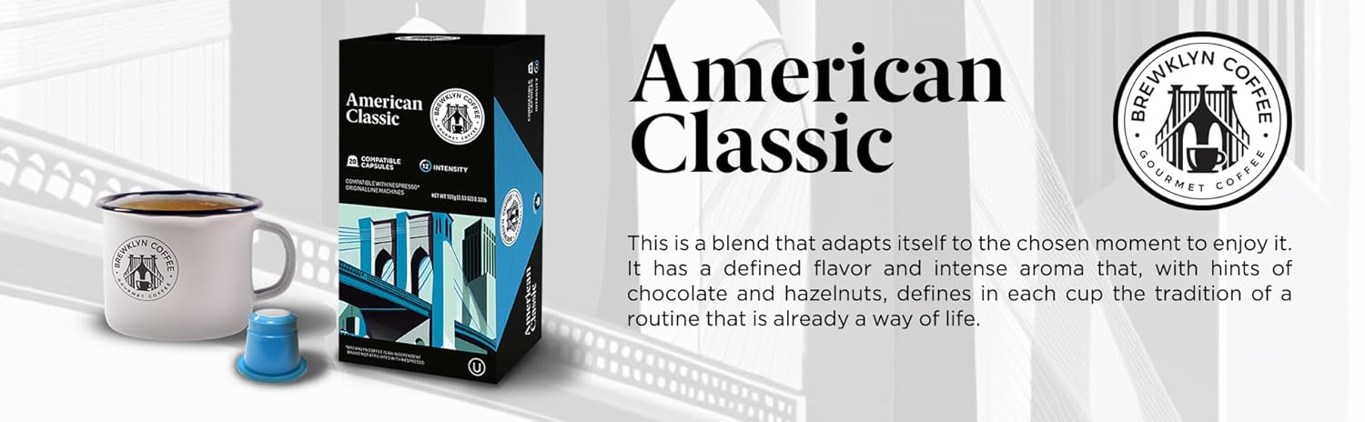 BREWKLYN COFFEE Para máquina original Nespresso, 120 cápsulas certificadas de café expreso genuino compatible con Nespresso Original (American