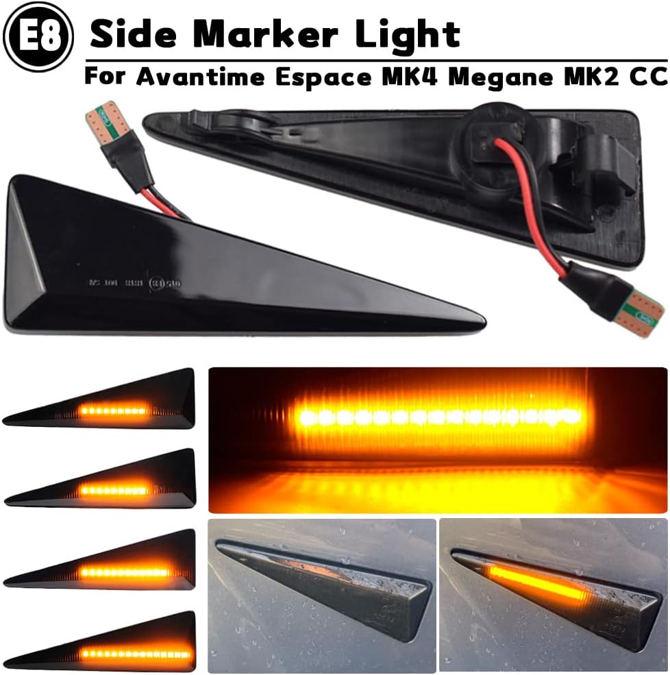 Marcador lateral LED guardabarros delantero Luz de marcador lateral que fluye luz intermitente secuencial Lámpara de señal de giro para Renault