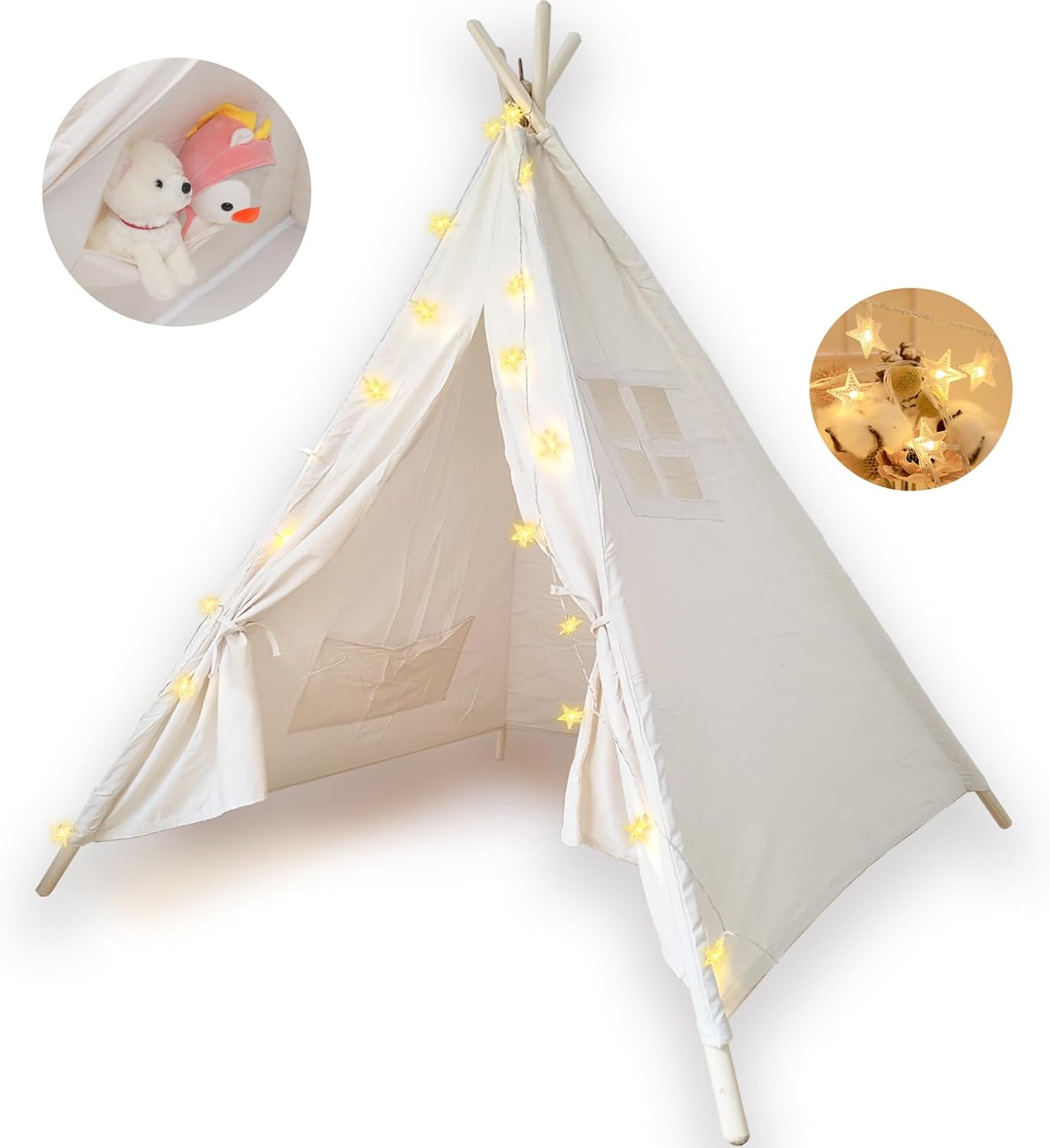 Midoook – Tienda de campaña tipi para niños, tienda de campaña tipi para niños y niñas, tienda de campaña de lona para niños, tienda de campaña Tipi