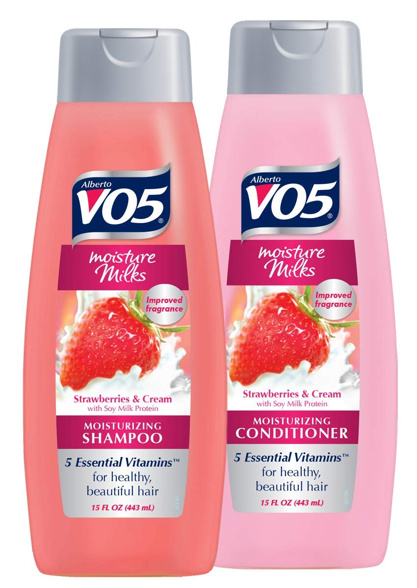 Alberto V05 Moisture Milks – Juego de champú y acondicionador hidratante con fresas y crema (12.5 onzas líquidas) por High Ridge Brands Co