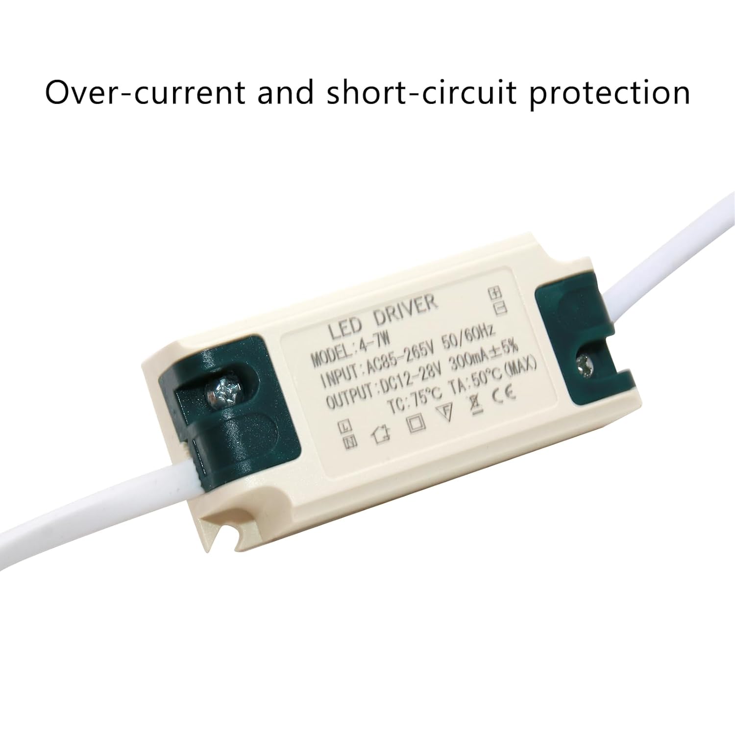Controlador LED de 4-7W, corriente constante 300mA AC 85-265V Salida 15-26V DC Conector hembra Rectificador Transformador Fuente de alimentación