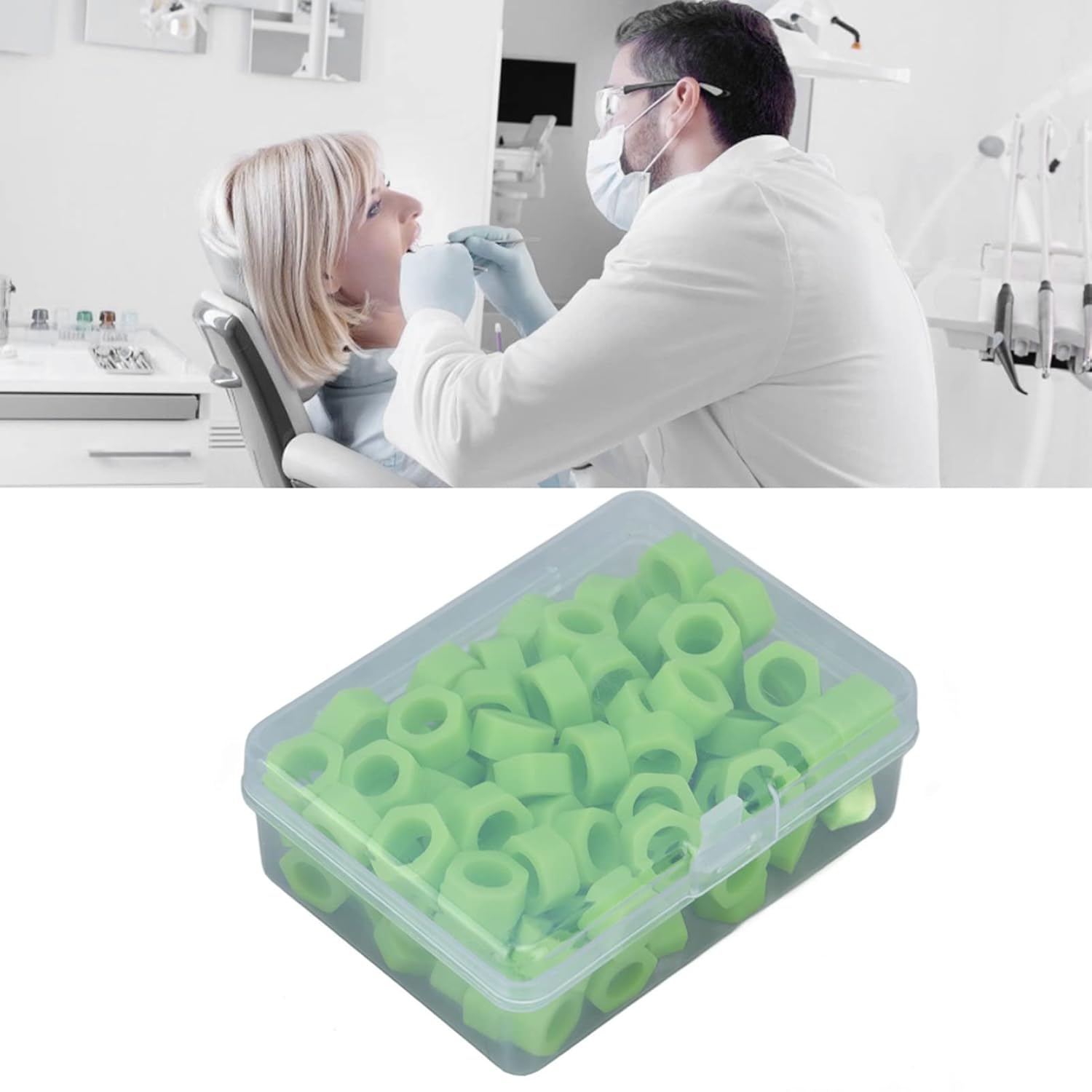 100pcs Código Dental Anillos Silicona Código de Color Instrumento Anillos para Instrumentos Identificación (Verde)