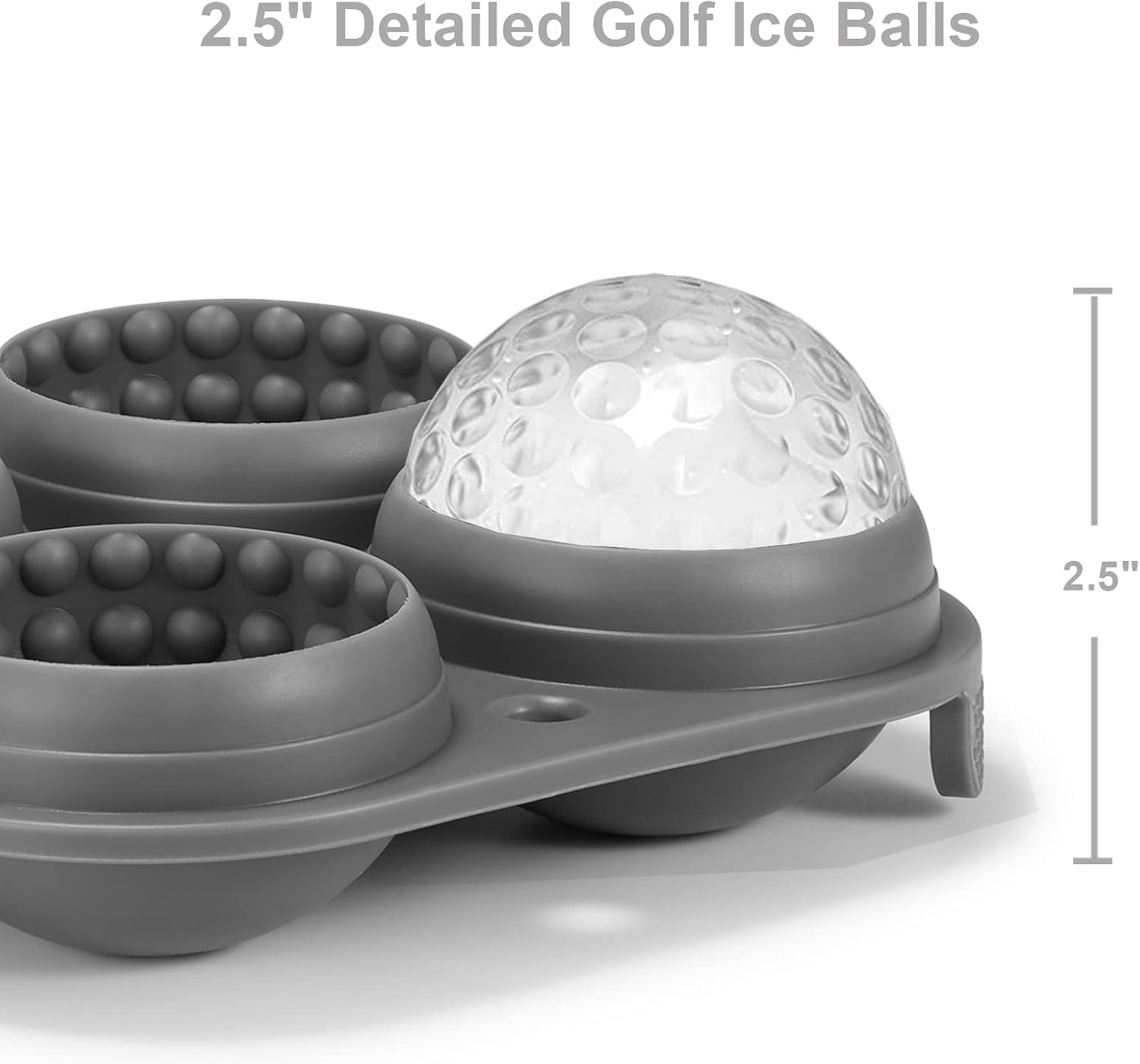 ACOOKEE Bandejas para cubitos de hielo de golf, 2.5 pulgadas de esfera grande, molde redondo para cubitos de hielo de golf, cócteles, whisky,