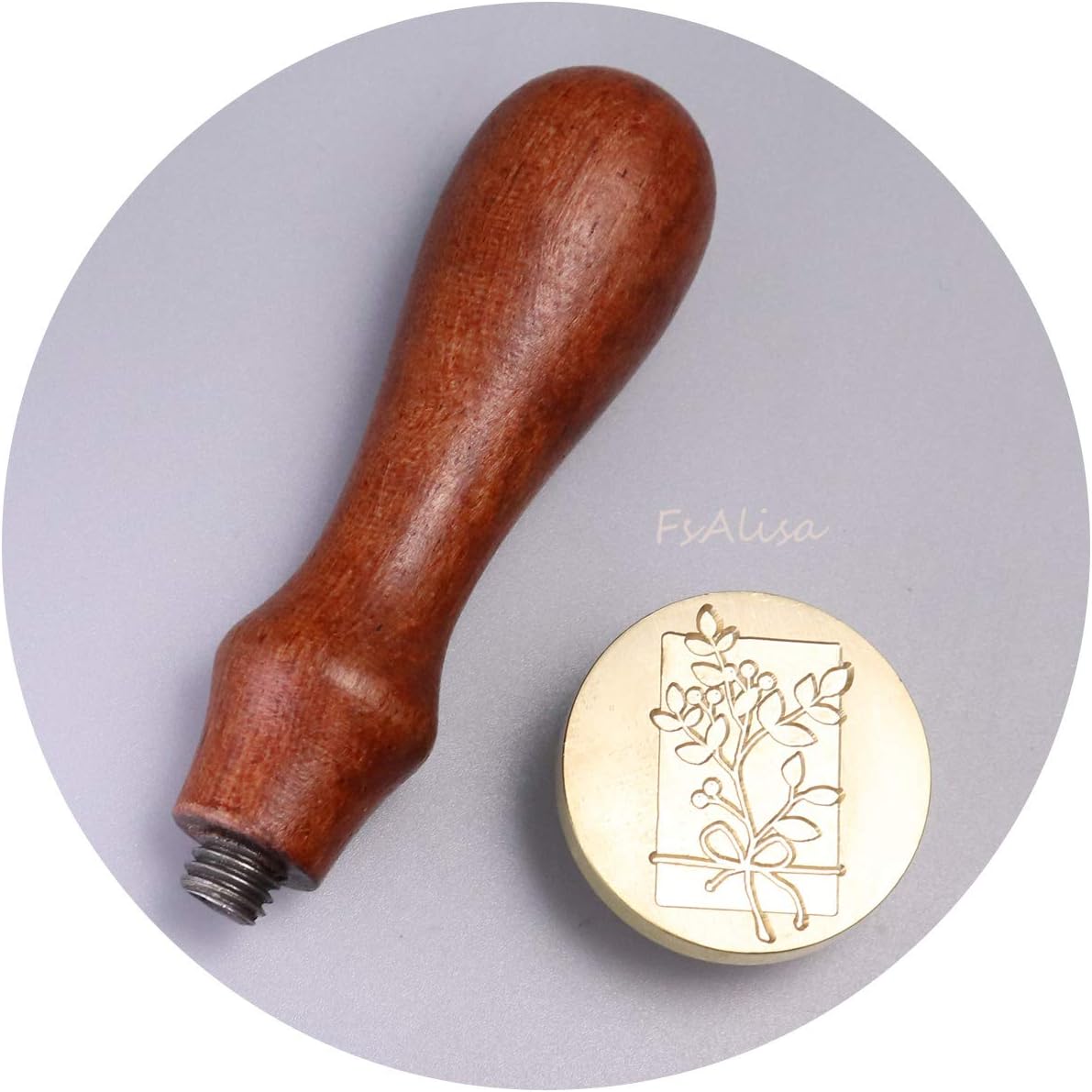 FsAlisa Juego de 6 sellos de cera de sellado, sellos de cobre + empuñadura de madera, kit de sellos de cera vintage con caja de regalo para