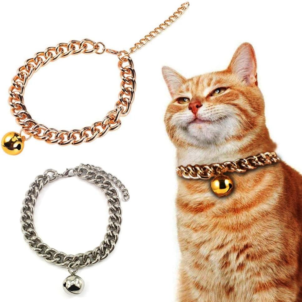 Perro pequeño con campana de moda prémium para bulldog francés, cachorro, gato, accesorio para mascotas, cadena para perro, collar de oro para