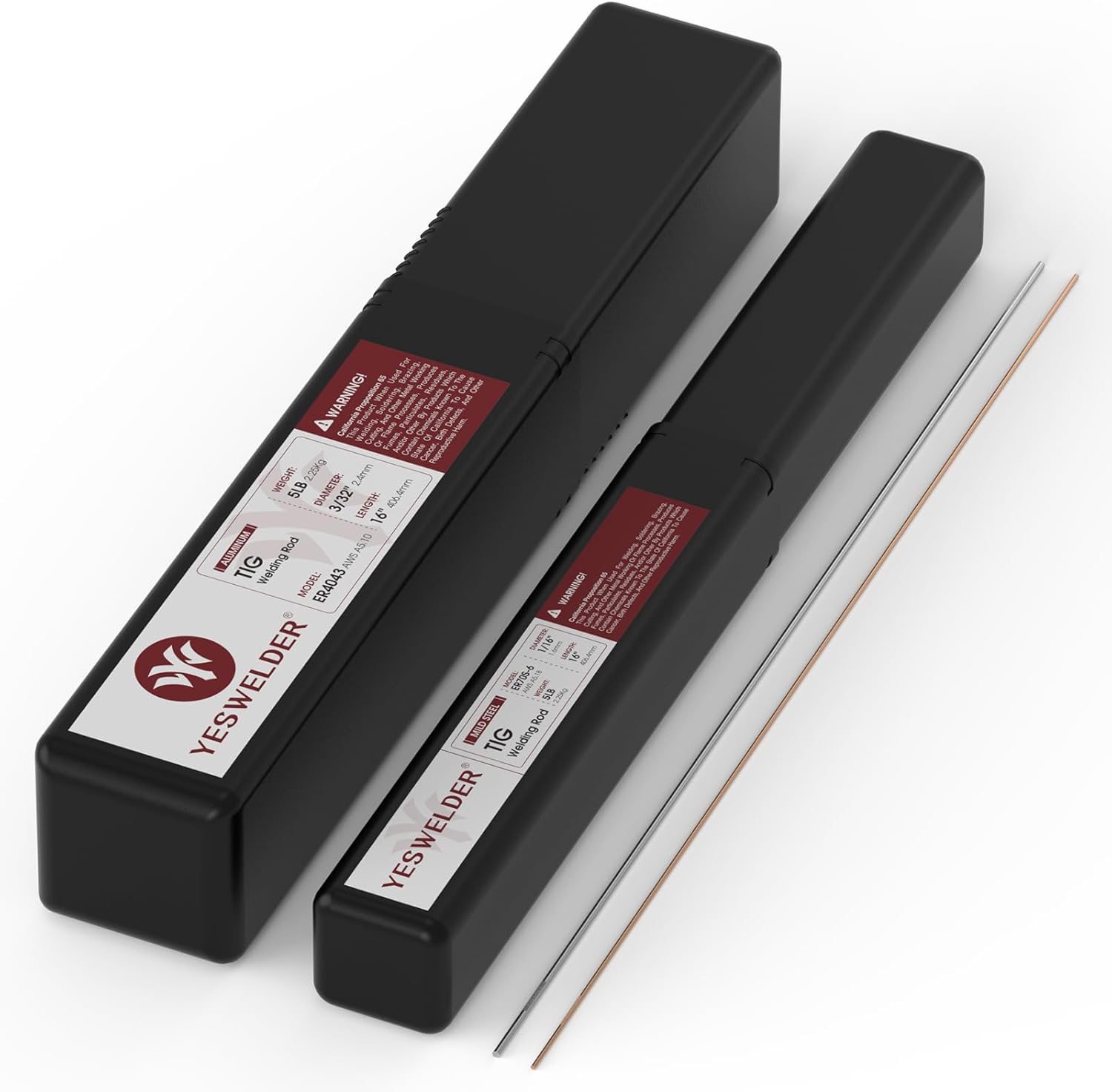 YESWELDER Varilla de soldadura TIG de acero suave ER70S-6 116 “x16″ 5LB y varilla de soldadura TIG de aluminio ER4043 332″x16” 5LB