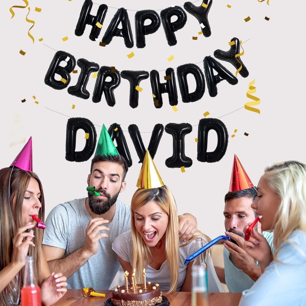 TONIFUL 65 globos de letras de la A a la Z personalizados con nombre de 16 pulgadas, globos negros de feliz cumpleaños y 2 juegos de globos de