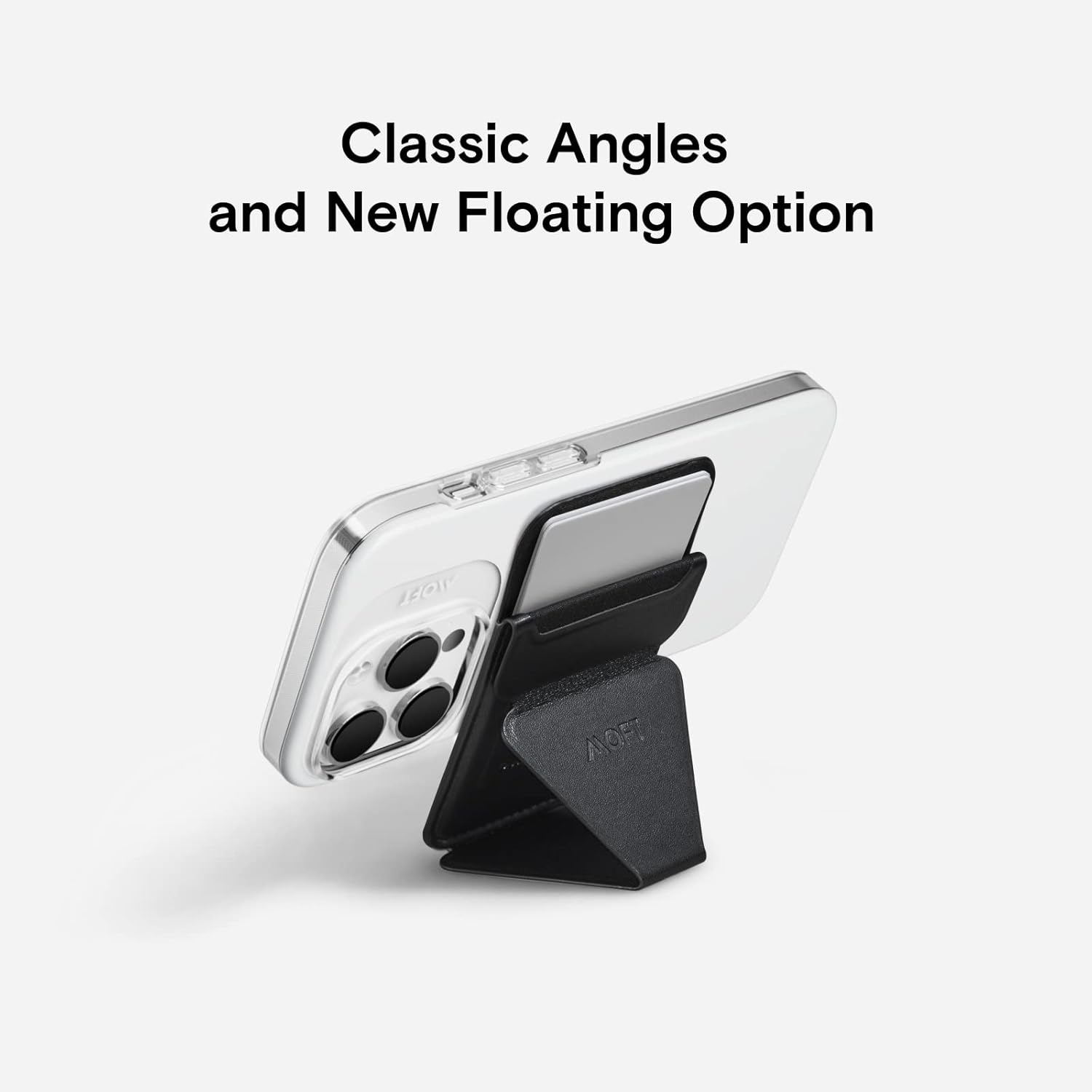 MOFT MagSafe – Soporte tipo cartera para iPhone serie 15141312, soporte de teléfono compatible con MagSafe con 3 ángulos de visión (negro noche)
