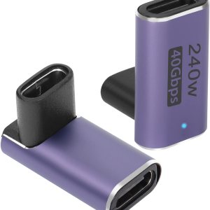 QIANRENON USB4.0 C hembra adaptador de ángulo de 90 grados acoplador 240W 40Gbps tipo C 4.0 hembra a hembra conector de ángulo recto extensor, QIANRENON USB4.0 C hembra adaptador de ángulo de 90 grados acoplador 240W 40Gbps tipo C 4.0 hembra a hembra conector de ángulo recto extensor,