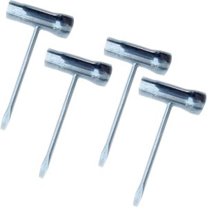 Paquete de 4 llaves de motosierra de acero al cromo vanadio de 0.512-0.748 in, herramienta de llave en T para desmontaje mecánico Paquete de 4 llaves de motosierra de acero al cromo vanadio de 0.512-0.748 in, herramienta de llave en T para desmontaje mecánico