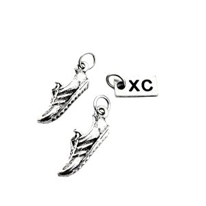 Pewter Running SHOE XC Charm Set – Pair of Running Shoe Charms – 2 Pewter Running Shoe Charms and 1 Pewter XC Charm in Organza Bag – All Pewter XC Pewter Running SHOE XC Charm Set – Pair of Running Shoe Charms – 2 Pewter Running Shoe Charms and 1 Pewter XC Charm in Organza Bag – All Pewter XC