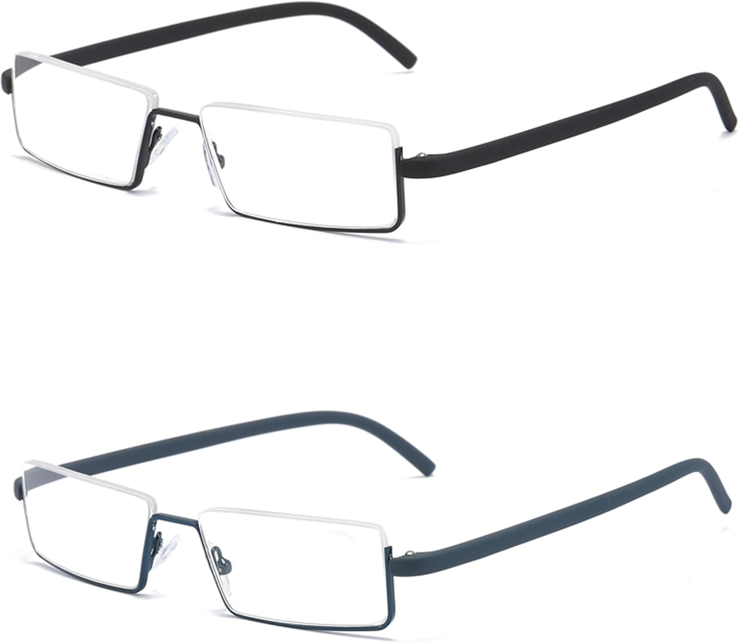 Paquete de 2 lentes de lectura de medio marco para hombres y mujeres, ligeros para lectores de computadora con estuche portátil 2.50