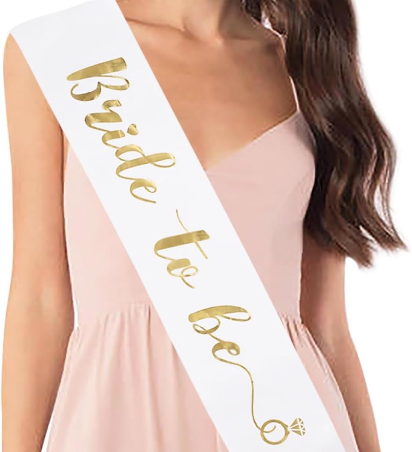 Bride to Be – Banda de satén blanco para despedida de soltera, con letras doradas, suministros de decoración, accesorios, boda, compromiso, fiesta
