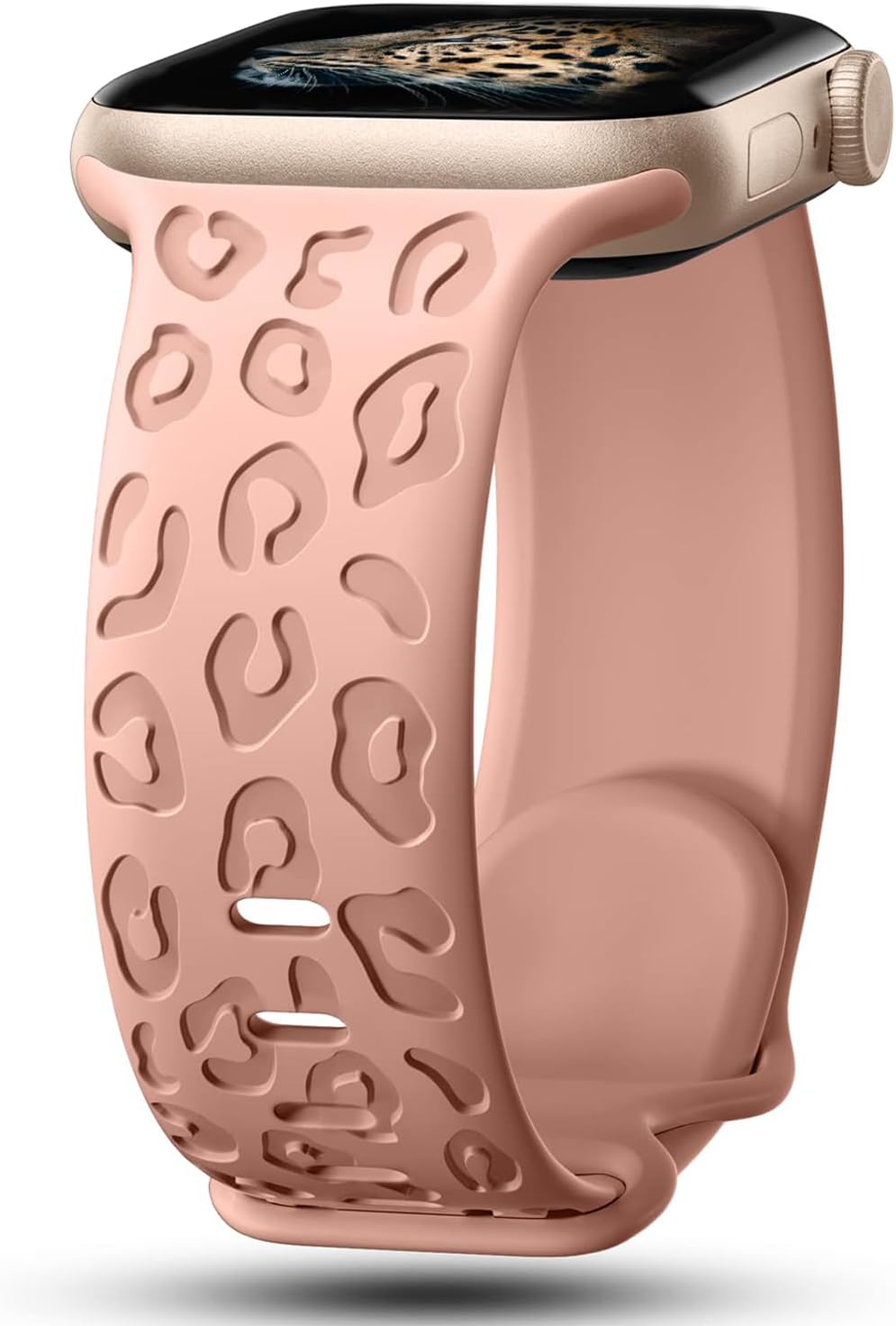 BNCLSTG Correa de reloj de silicona grabada de leopardo compatible con Apple Watch Band de 1.496 in 1.575 in 1.614 in 1.654 in 1.732 in 1.772 in