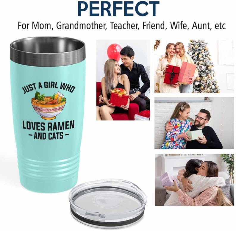 Ramen Lover Teal Edition Vaso de 20 onzas  Just a girl who loves  Food Lovers pollo, calabaza, vegetariano, despensa, fideos picantes
