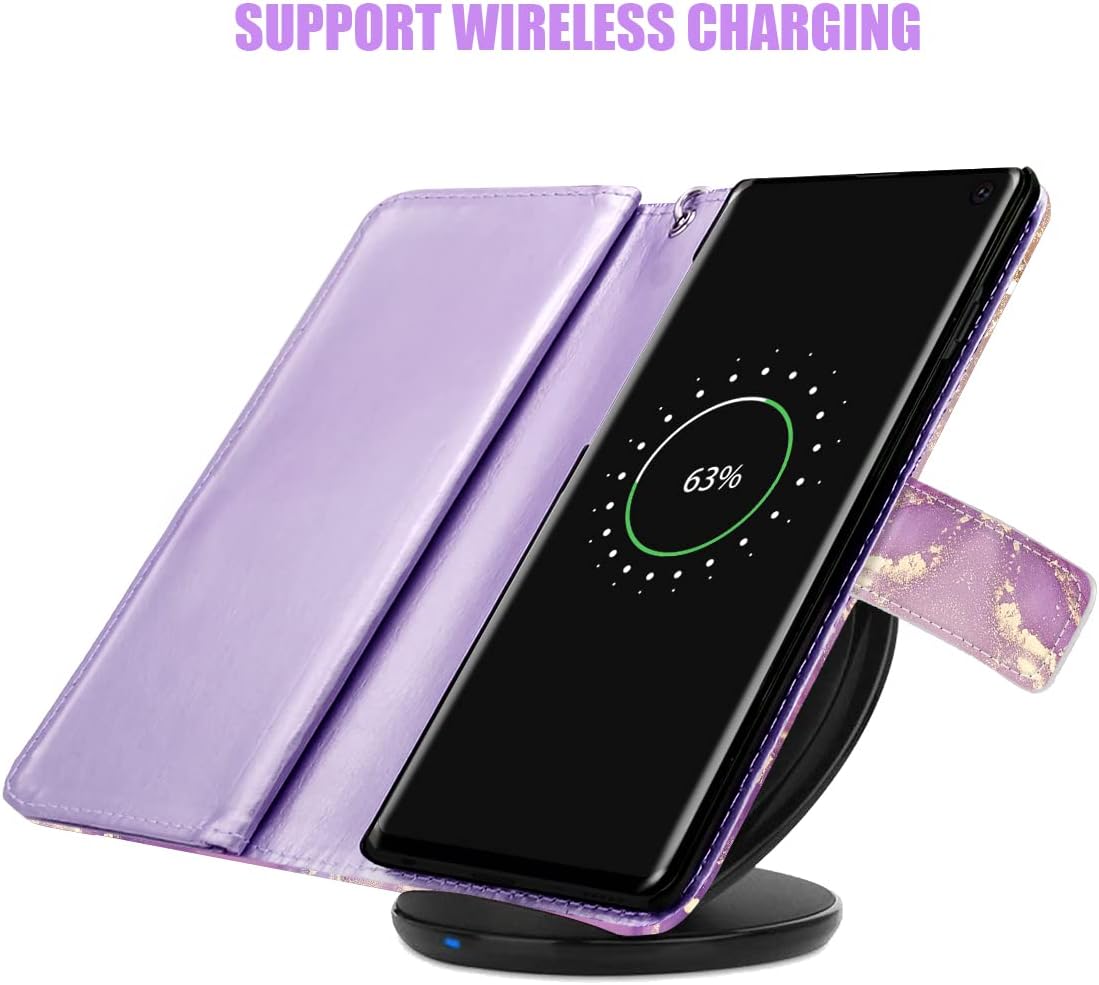 Fingic Funda para Samsung S10e, Galaxy S10e, funda tipo cartera con diseño de mármol dorado, 9 tarjetero, piel sintética, desmontable, correa de
