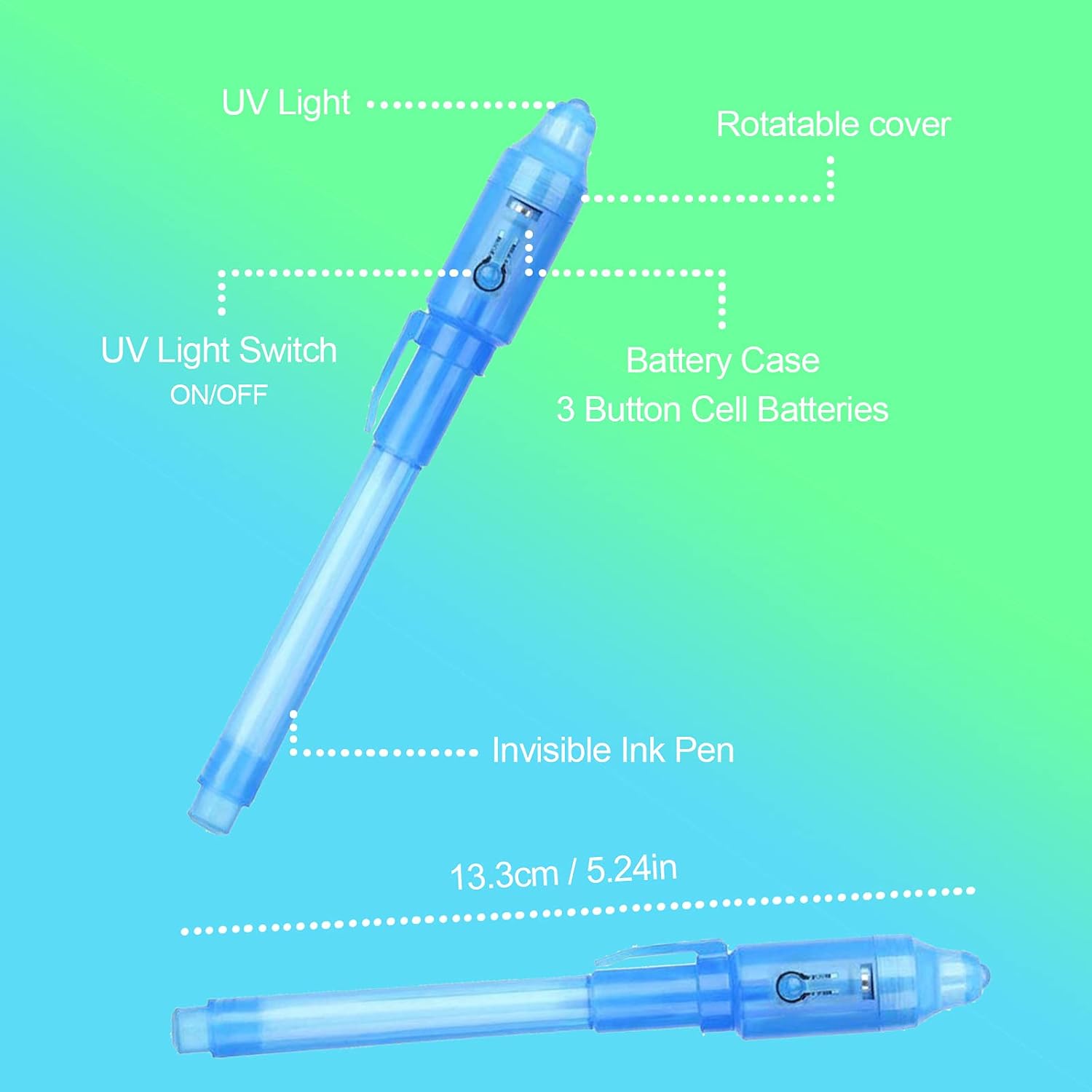ZUNTENG Bolígrafo de tinta invisible, 28 bolígrafos espías, bolígrafo de tinta invisible que desaparece con luz ultravioleta, entretenimiento