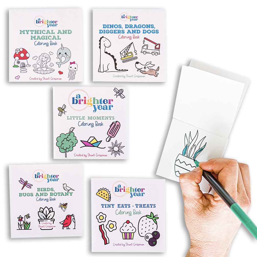 A Brighter Year Paquete variado de 5 mini libros para colorear, tamaño de bolsillo, regalos pequeños para compañeros de trabajo, 3 x 3 pulgadas,