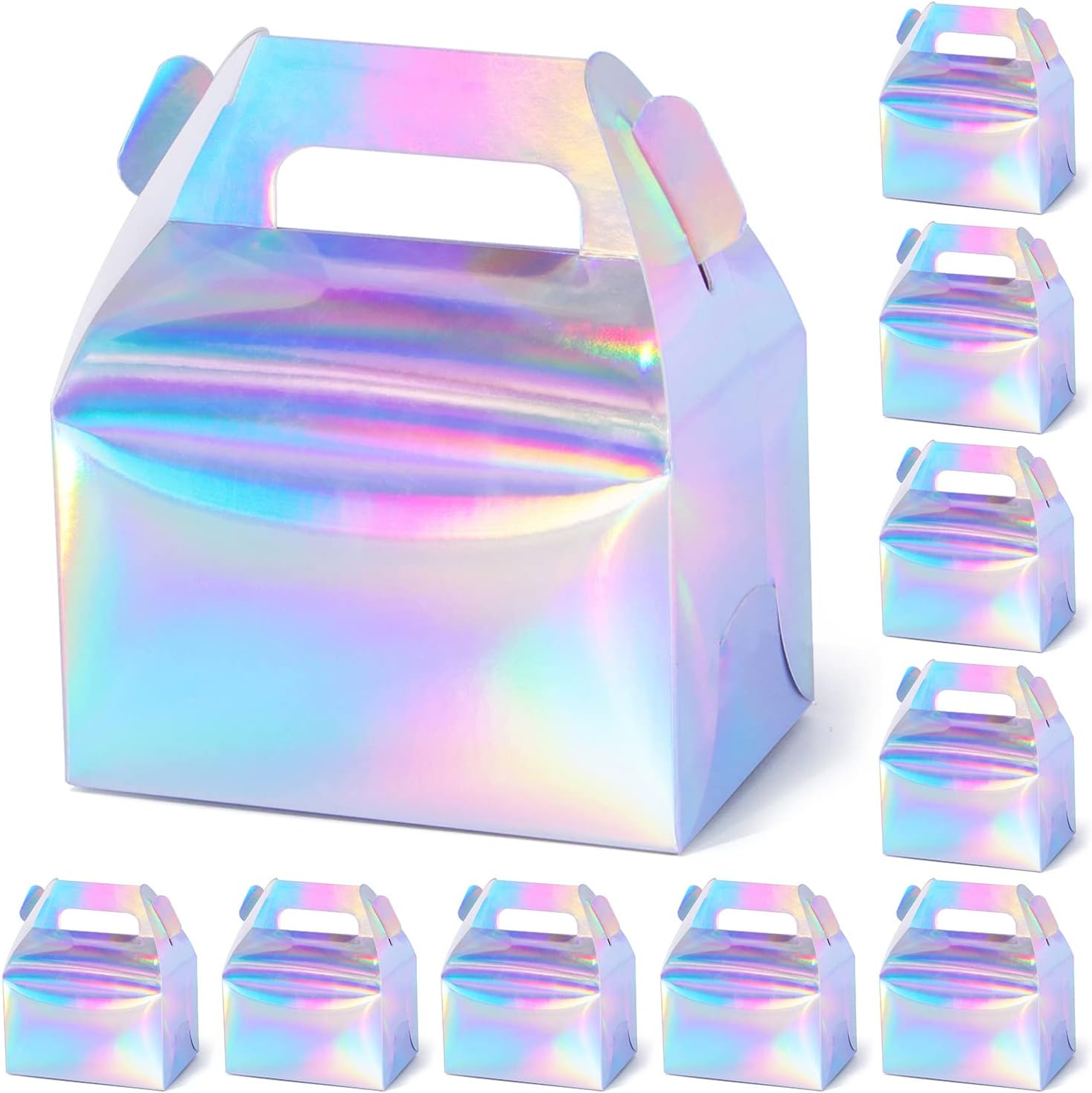 SZYCHEN 10 unidscaja de regalo holográfica pastel caramelo galleta embalaje cartón portátil para bodas y fiestas de cumpleaños