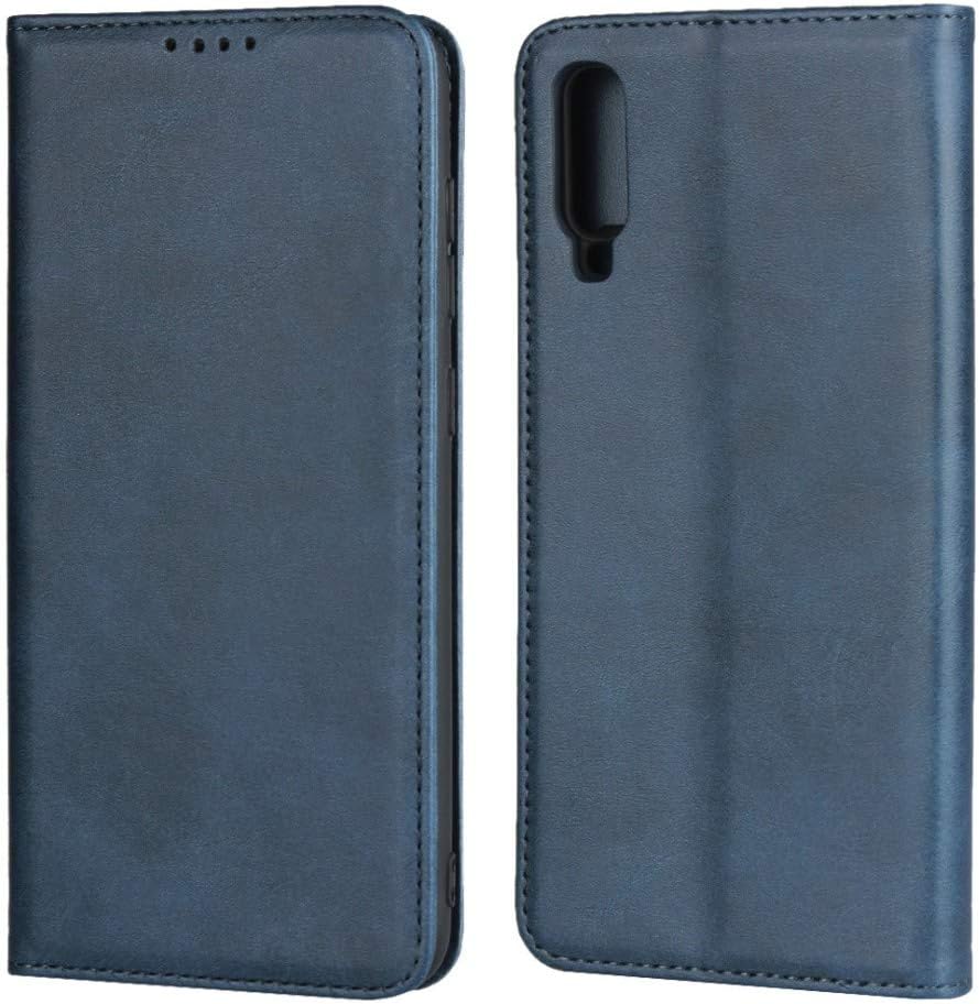 Funda magnética para Samsung Galaxy A70, de piel sintética, con función atril, con ranuras para tarjetascompartimento para efectivo, color azul