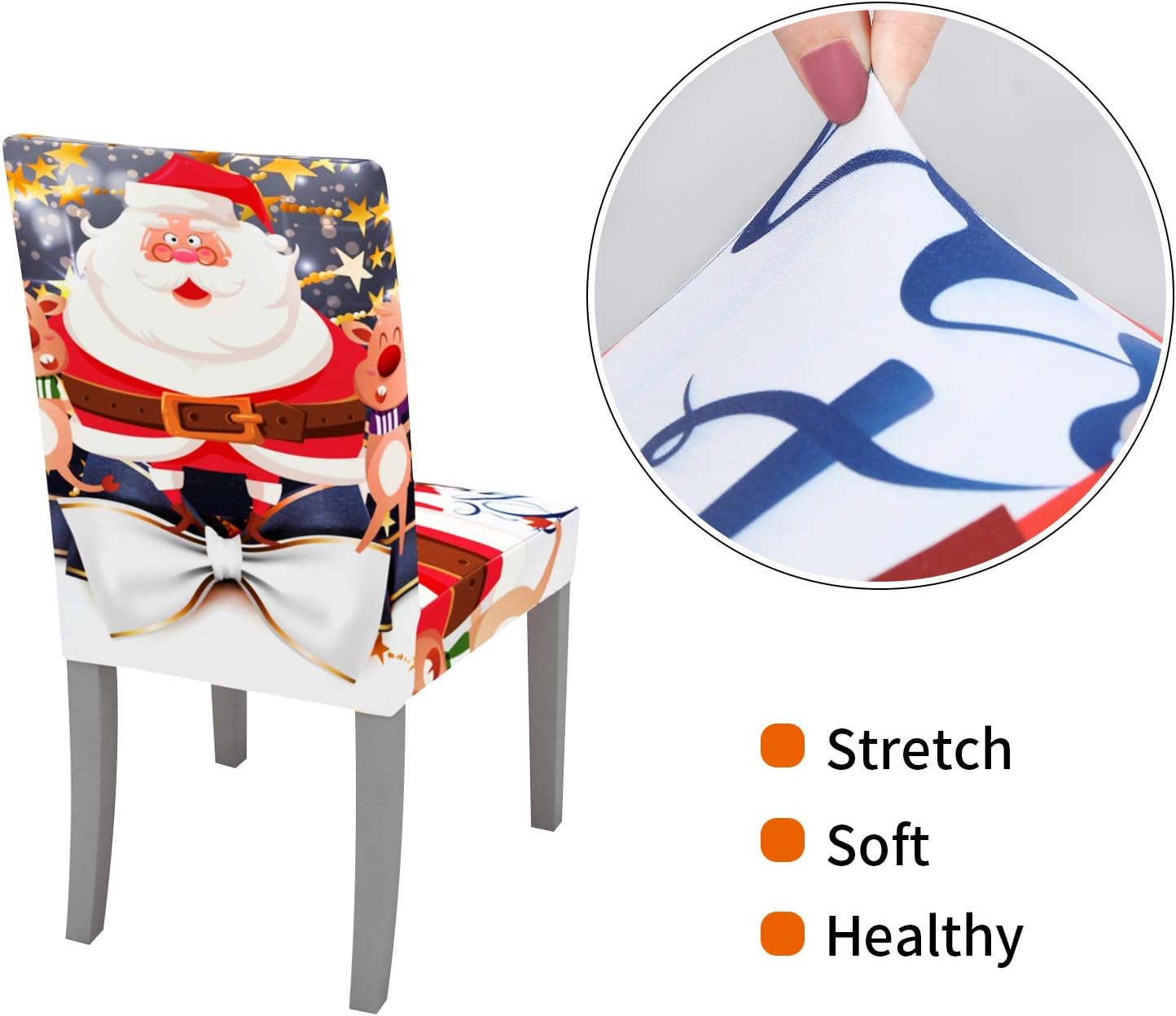 Funda protectora elástica para silla de comedor, de licra, extraíble y lavable, funda protectora para silla con estampado de Navidad para sillas de