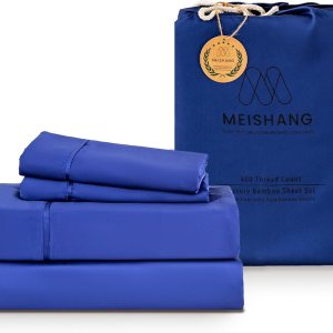 MEISHANG Juego de sábanas de bambú tamaño King, 100% viscosa orgánica pura, juego de sábanas refrescantes de bambú de 400 hilos, ajuste de bolsillo MEISHANG Juego de sábanas de bambú tamaño King, 100% viscosa orgánica pura, juego de sábanas refrescantes de bambú de 400 hilos, ajuste de bolsillo
