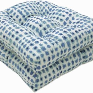 Pillow Perfect Exterior  Cojín de asiento de mimbre de porcelana Alauda para interiores (juego de 2), 19 X 19 X 5, azul Pillow Perfect Exterior  Cojín de asiento de mimbre de porcelana Alauda para interiores (juego de 2), 19 X 19 X 5, azul
