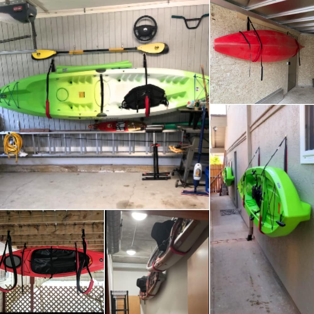 Estante de almacenamiento para kayak, correas acolchadas ajustables de alta calidad para kayaks, tabla de remo de SUP y tabla de surf para