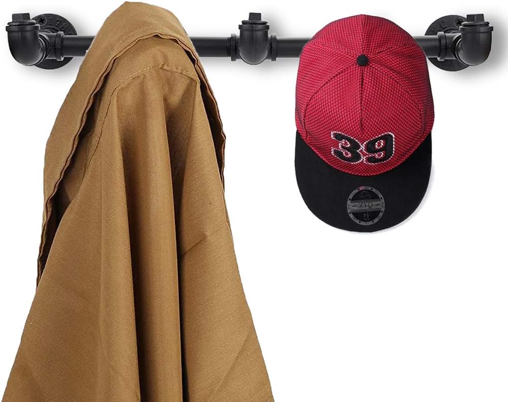 Sumnacon Toallero industrial con 5 ganchos, perchero de ropa resistente vintage con tornillos, riel de almacenamiento de ropa de hierro rústico para