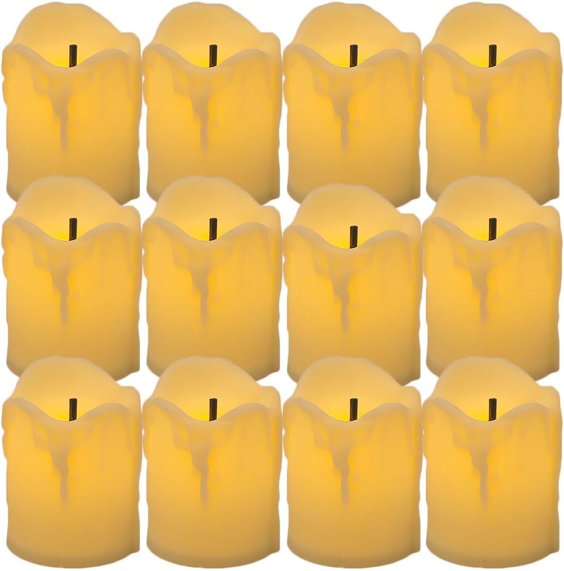 FireflyStar Vela LED de vela votiva de 12 piezas, velas votivas LED a pilas, velas de luz de té ámbar sin llama para decoraciones de Halloween