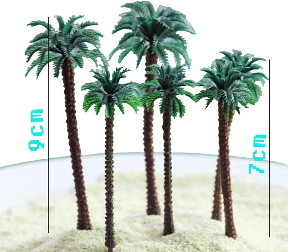 2 piezas de casa de muñecas en miniatura de coco modelo palmera de árbol para decoración de casa de muñecas, diseño de diorama, arquitectura,