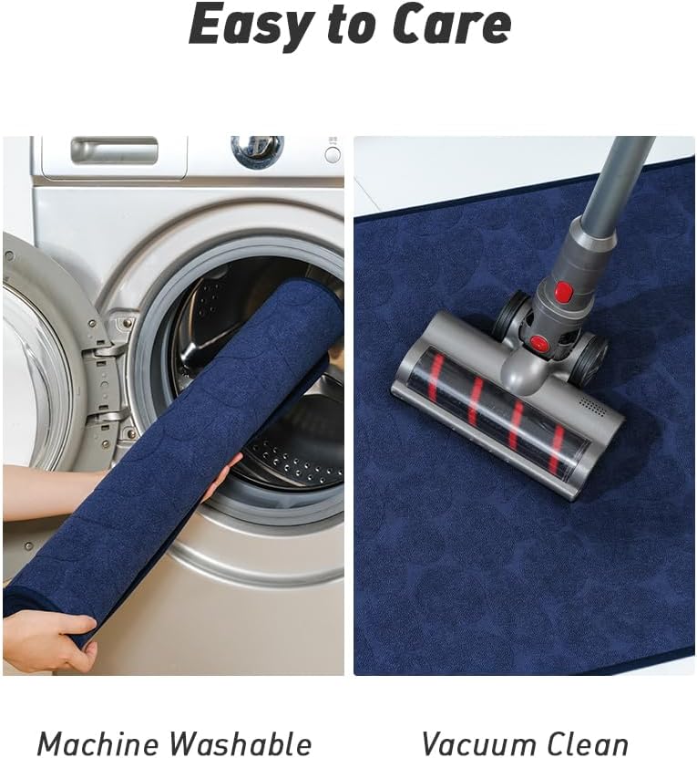 COCOER Tapete de baño antideslizante, súper absorbente, lavable para baño con parte trasera de goma, tapetes de baño finos para debajo de la puerta,