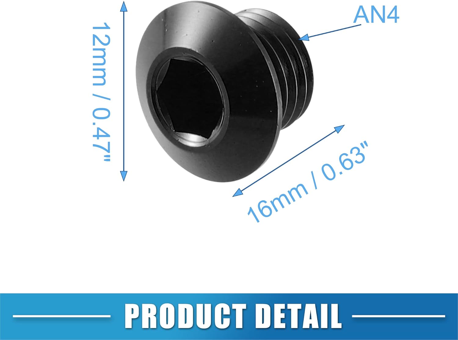 A ABSOPRO Enchufe de puerto ORB para automóvil, enchufe de cabeza hexagonal macho con sello de junta tórica, adaptador de ajuste de bloque 4AN,