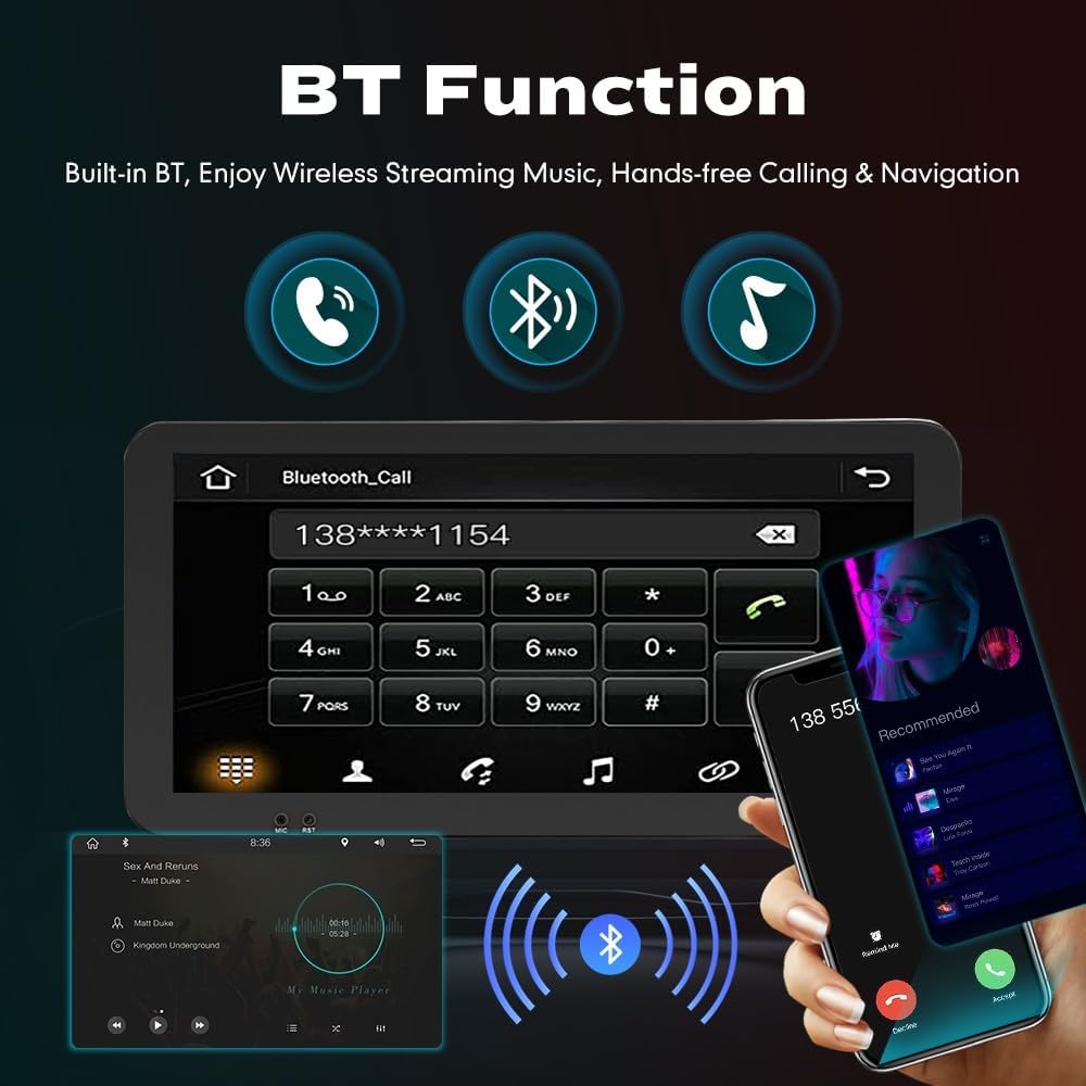 Kunfine CarPlay Android Navegación automática estéreo GPS Radio Cámara inversa Pantalla de cámara 10.33″ QLED Pantalla táctil Headunit Tablet Media